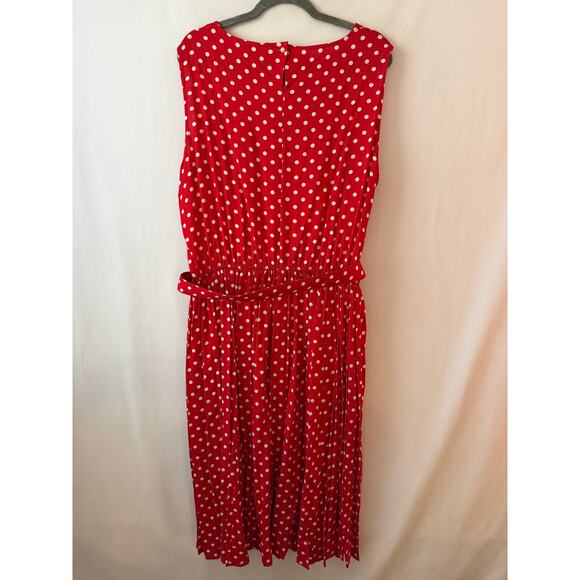 Vintage Serben Dress Polka Dot Red White Belted Fit & Flare Pinup Pockets XL - Picture 7 of 8